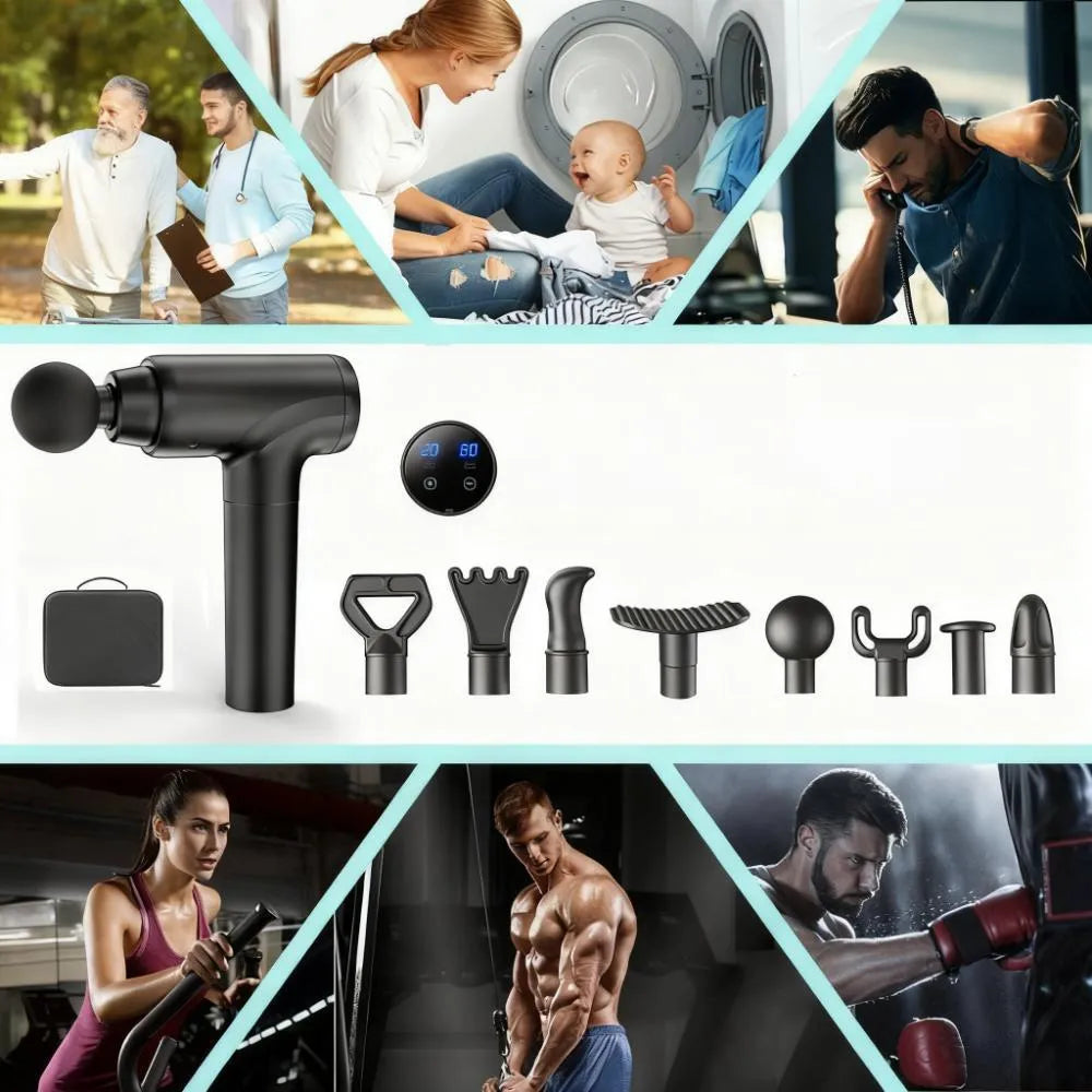 Deep Tissue Massage Gun with 8 Heads & 20 Speeds for Athletes