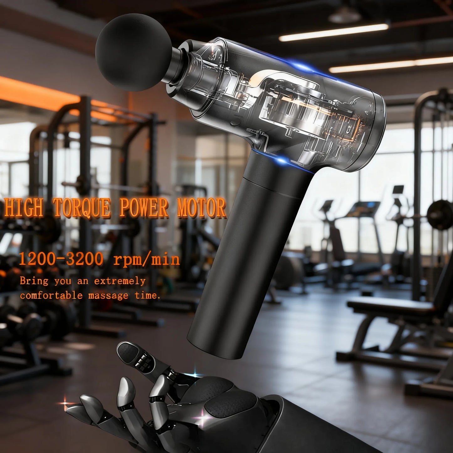 Deep Tissue Massage Gun with 8 Heads & 20 Speeds for Athletes