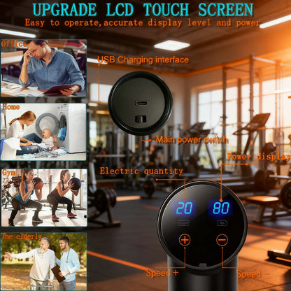 Deep Tissue Massage Gun with 8 Heads & 20 Speeds for Athletes