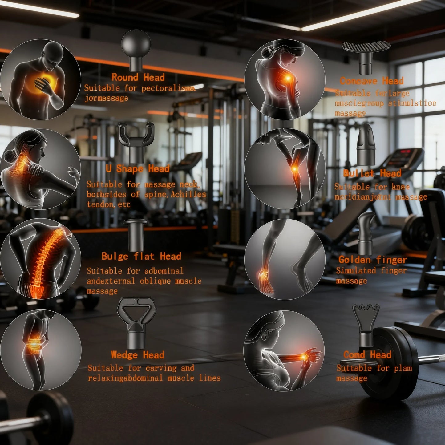 Deep Tissue Massage Gun with 8 Heads & 20 Speeds for Athletes