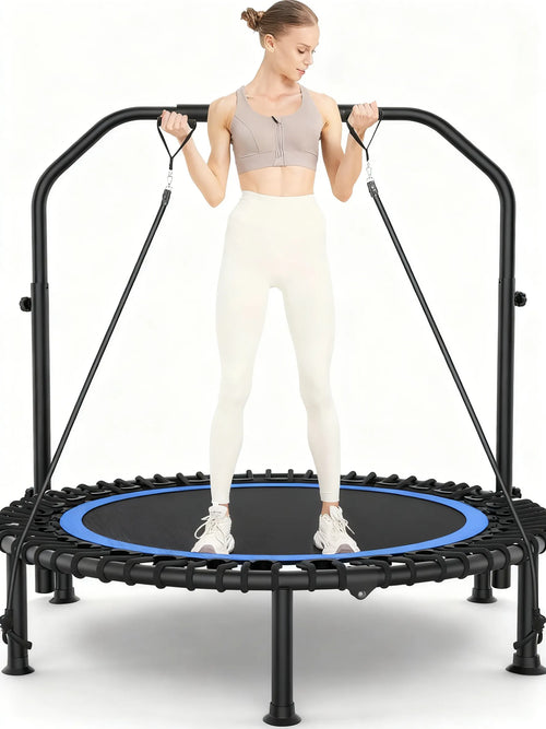 Foldable Home Trampoline with Stability Bar (15-Min Daily Full-Body Workout)