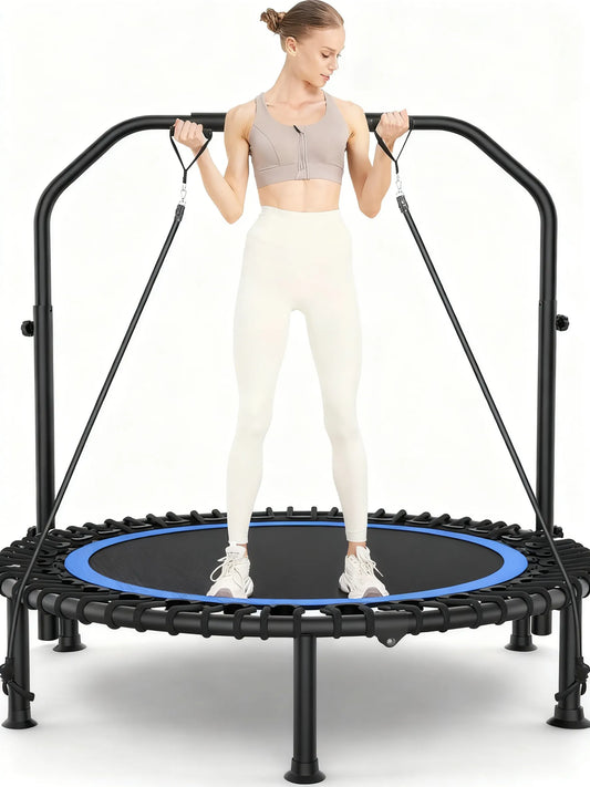 Foldable Home Trampoline with Stability Bar (15-Min Daily Full-Body Workout)