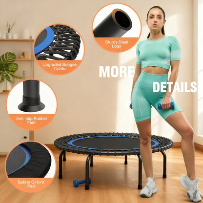 Foldable Home Trampoline with Stability Bar (15-Min Daily Full-Body Workout)