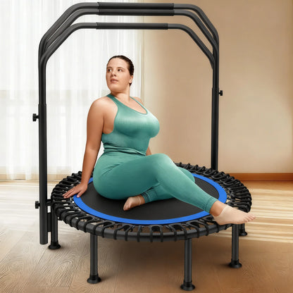 Foldable Home Trampoline with Stability Bar (15-Min Daily Full-Body Workout)