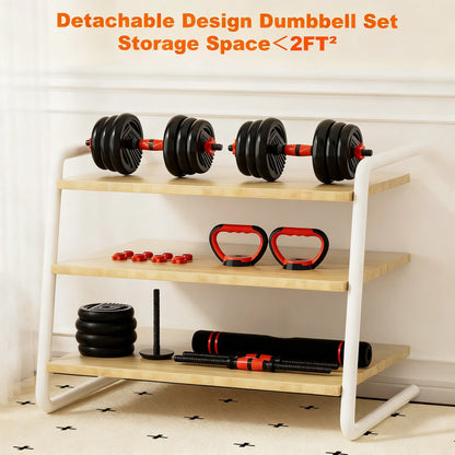 4-in-1 Adjustable Dumbbell Set (Up to 45LBS) with Space-Saving Storage
