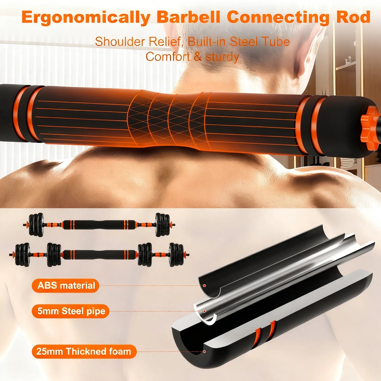 4-in-1 Adjustable Dumbbell Set (Up to 45LBS) with Space-Saving Storage