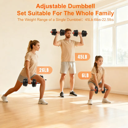 4-in-1 Adjustable Dumbbell Set (Up to 45LBS) with Space-Saving Storage