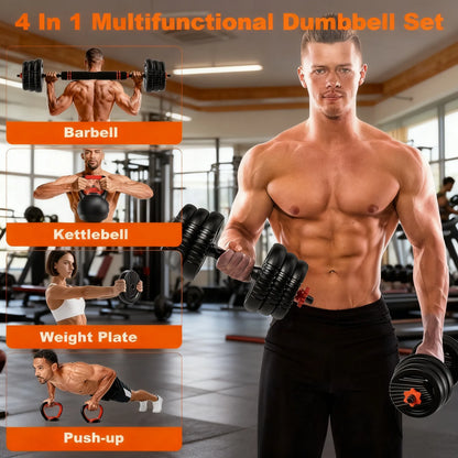 4-in-1 Adjustable Dumbbell Set (Up to 45LBS) with Space-Saving Storage