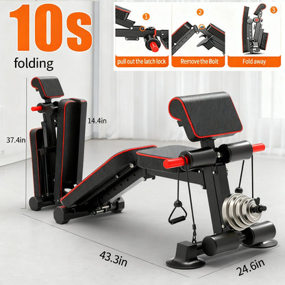 500LB Capacity Foldable Adjustable Weight Bench with Resistance System