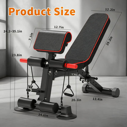 500LB Capacity Foldable Adjustable Weight Bench with Resistance System