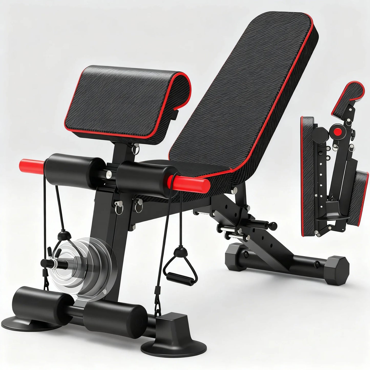 500LB Capacity Foldable Adjustable Weight Bench with Resistance System