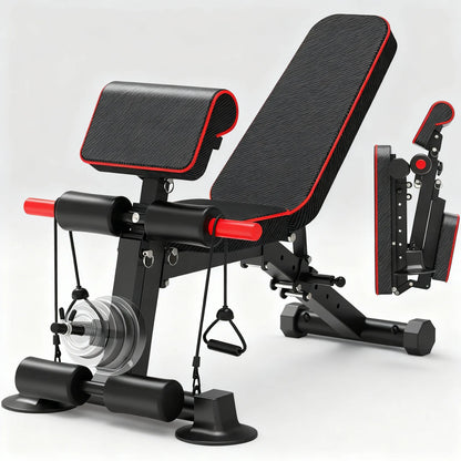 500LB Capacity Foldable Adjustable Weight Bench with Resistance System