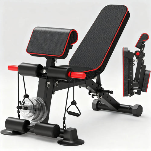 500LB Capacity Foldable Adjustable Weight Bench with Resistance System