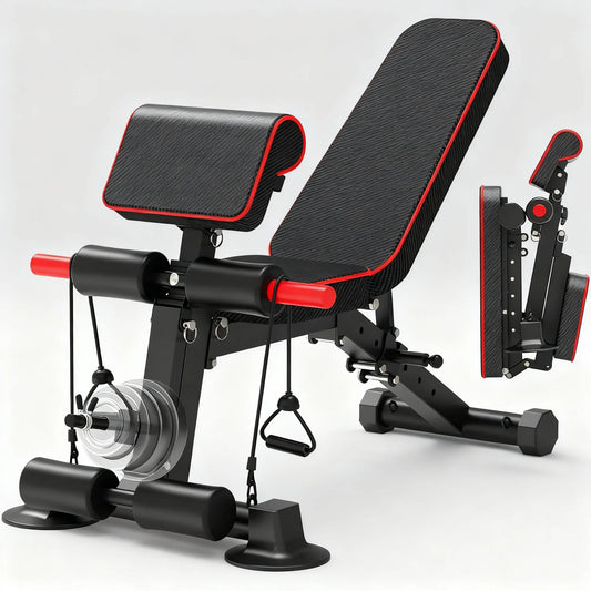 500LB Capacity Foldable Adjustable Weight Bench with Resistance System