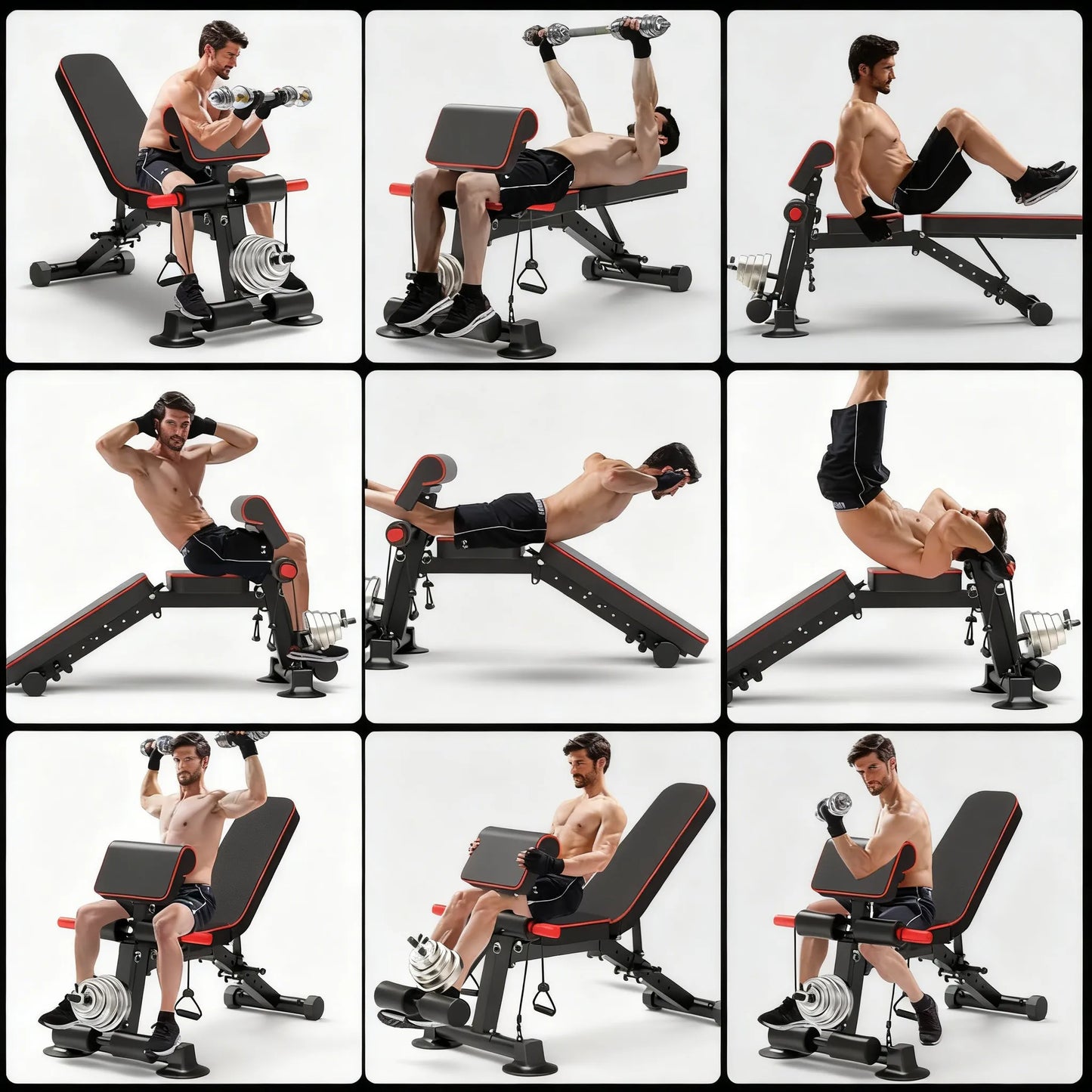 500LB Capacity Foldable Adjustable Weight Bench with Resistance System